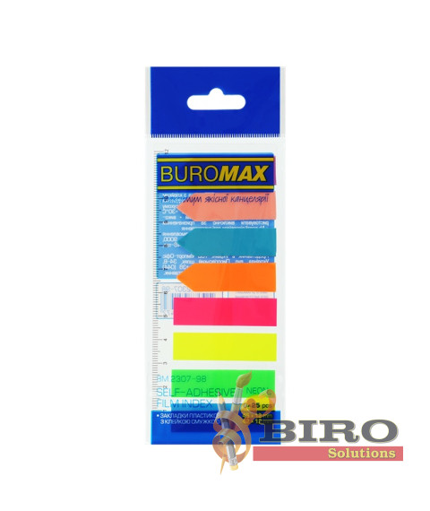 Notite adezive din plastic NEON, 45x12 mm, 42x12 mm, 8 culori, cite 25 de coli.